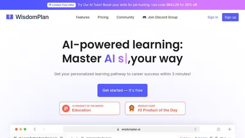 Screenshot of wisdomplan