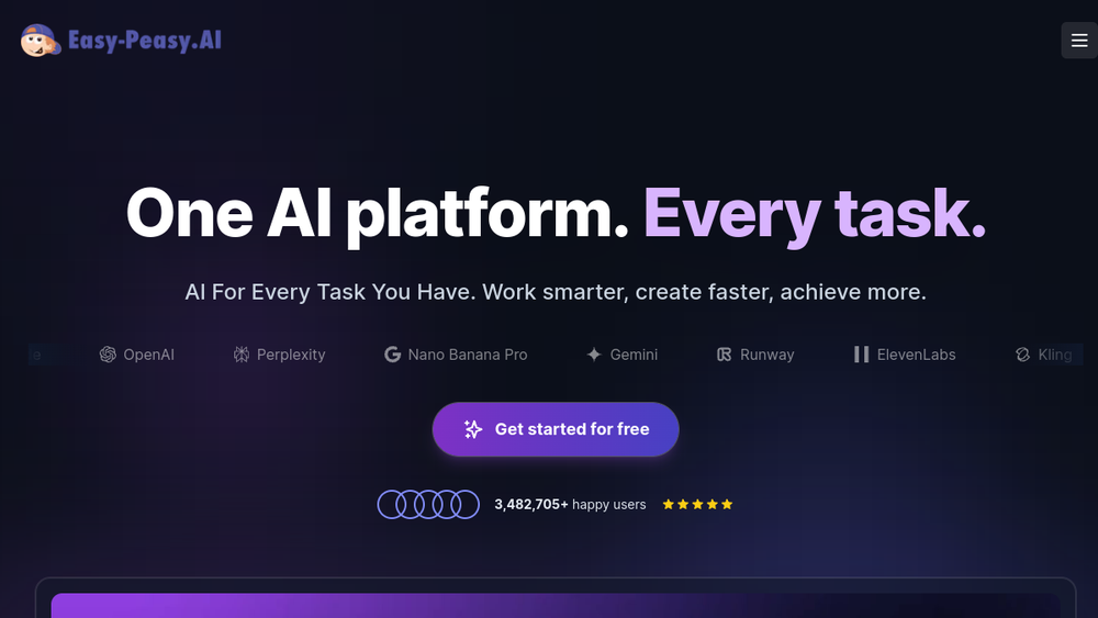 Screenshot of easy peasy ai
