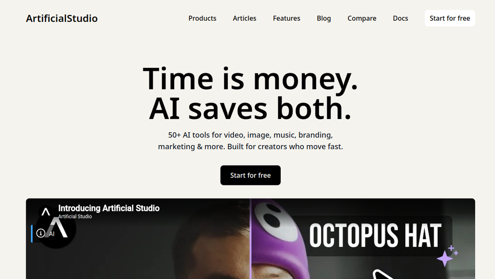 Screenshot of artificial studio