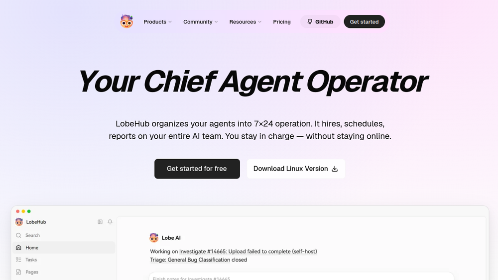 Screenshot of lobehub