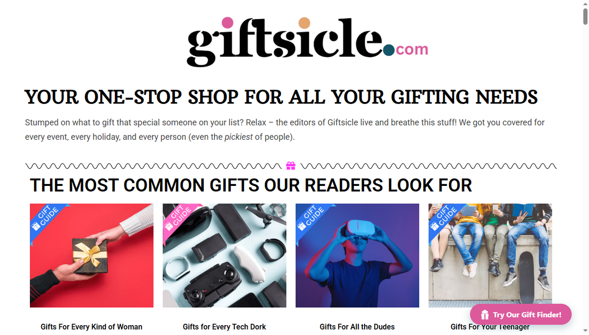 Screenshot of suggest gift