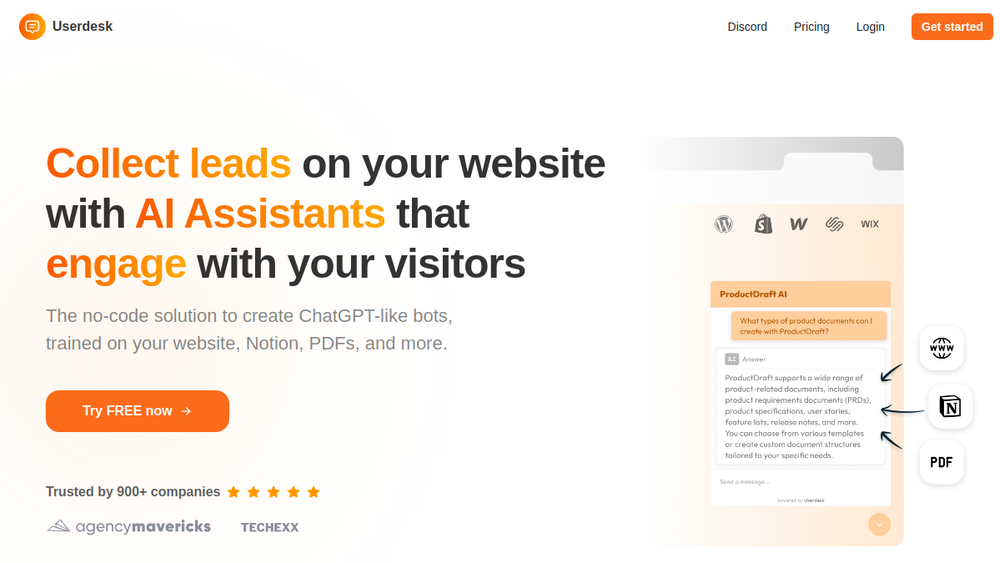 Screenshot of userdesk