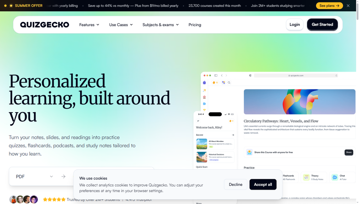 Screenshot of quizgecko