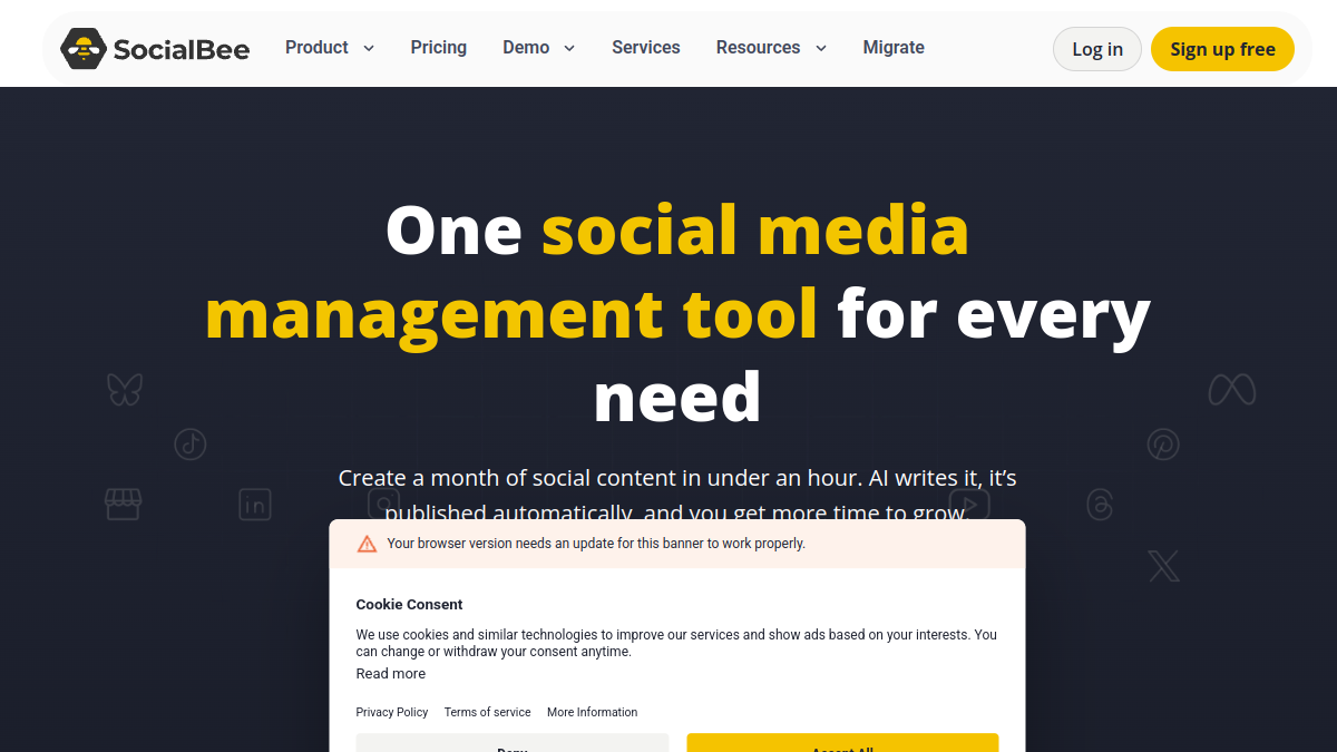 Screenshot of socialbee