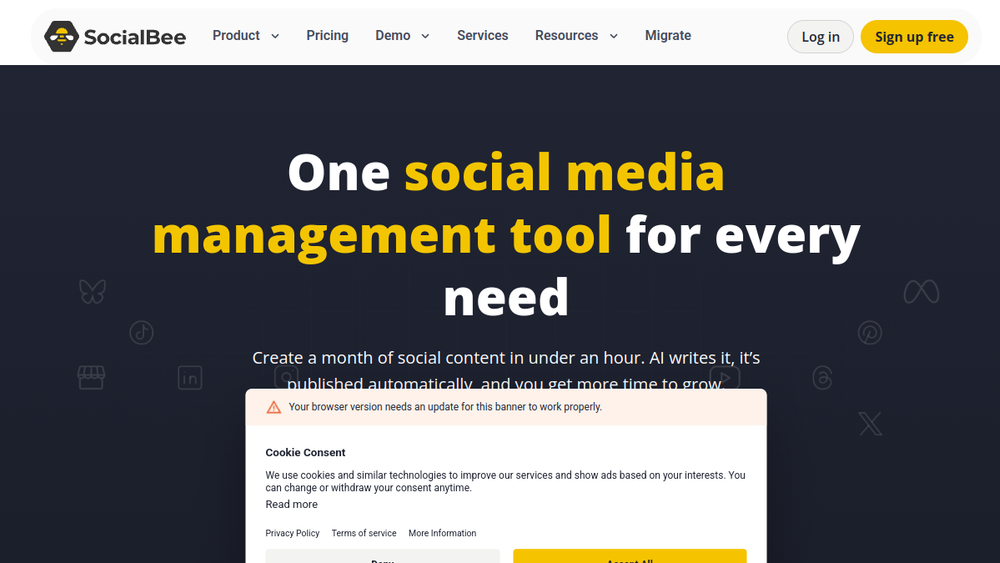 Screenshot of socialbee