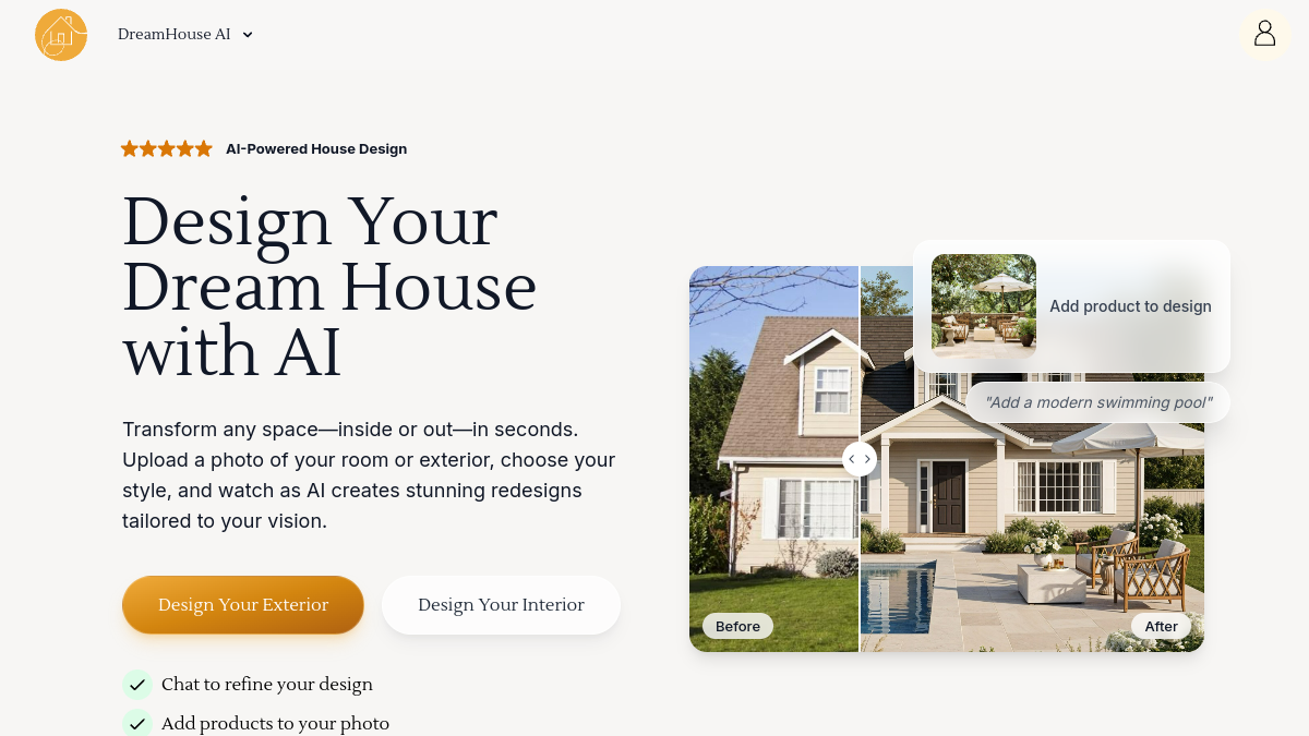 Screenshot of dreamhouse ai