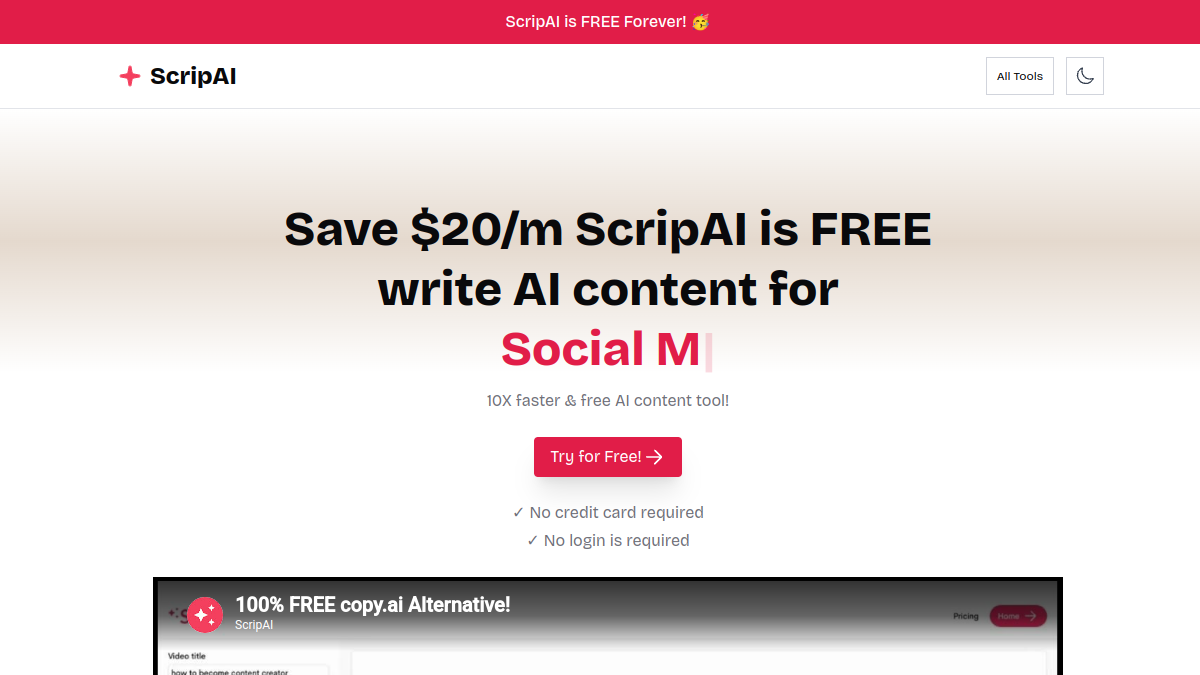 Screenshot of scrip ai