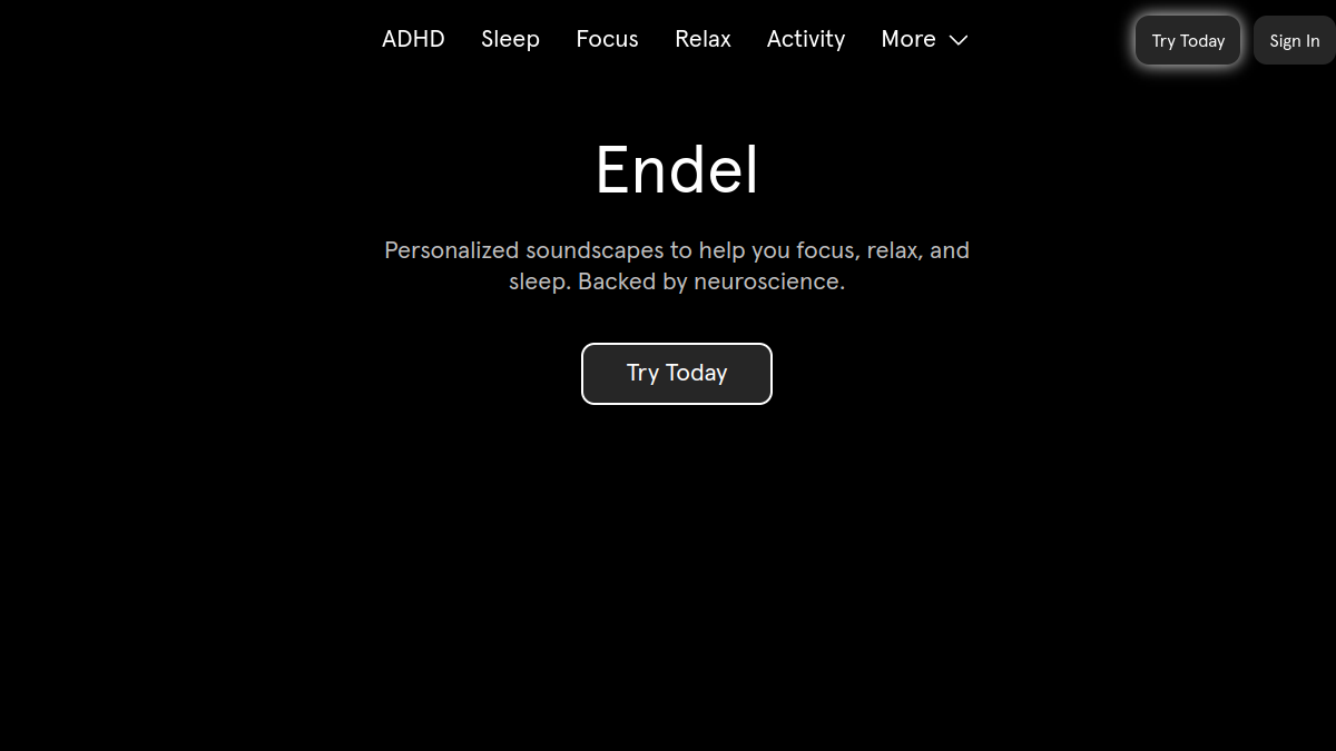 Screenshot of endel