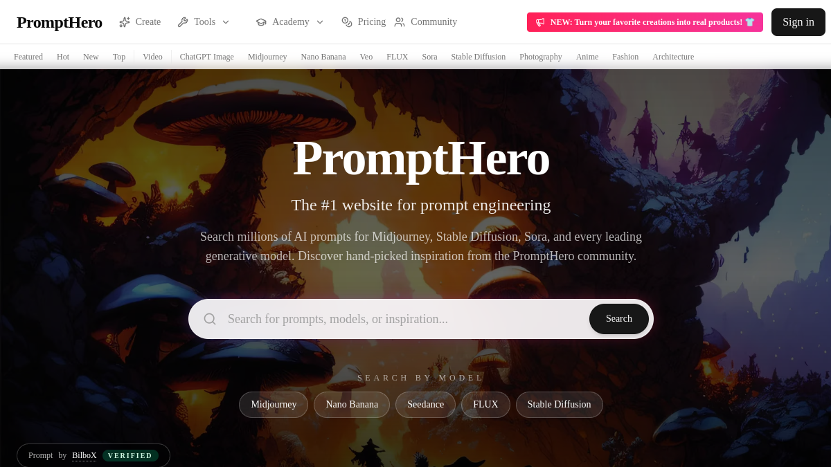 Screenshot of prompthero