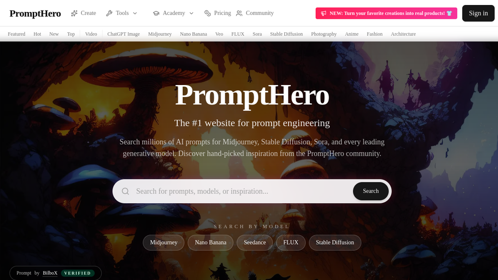 Screenshot of prompthero