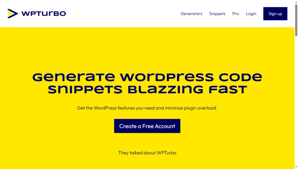 Screenshot of wpturbo