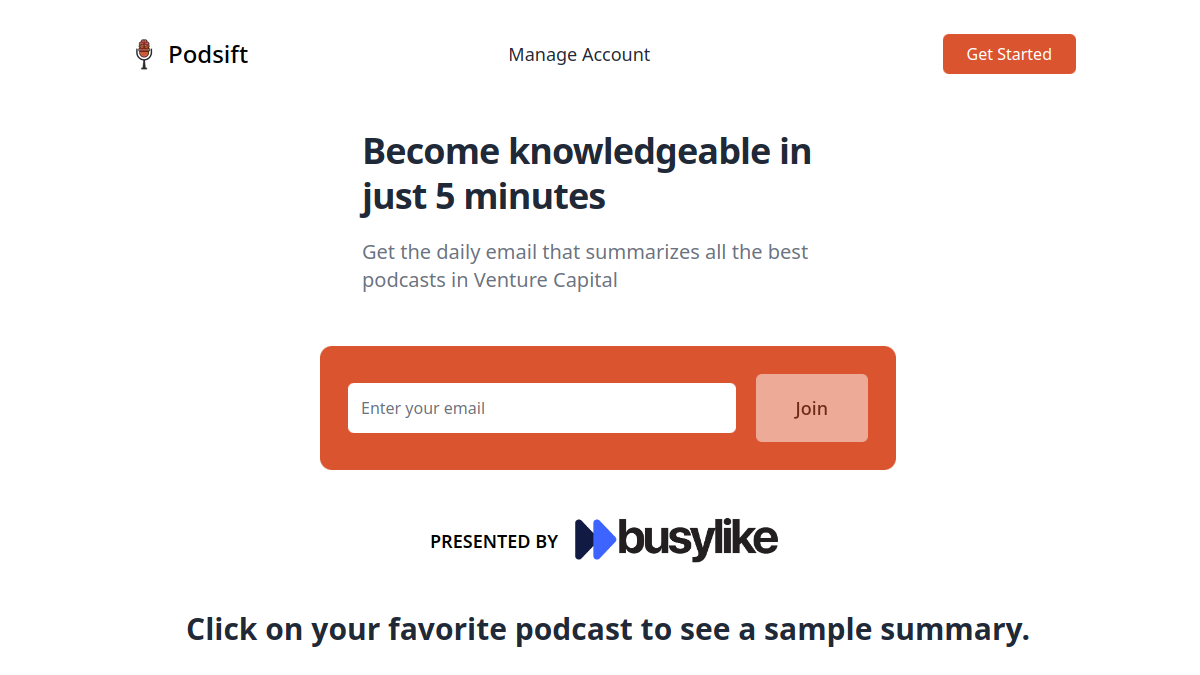Screenshot of podsift