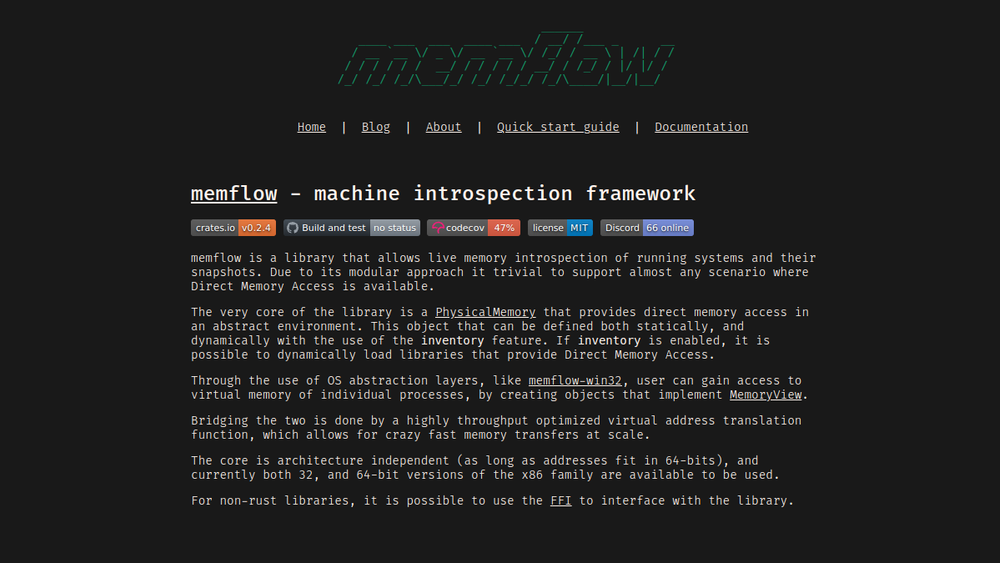 Screenshot of memflow Screenshot of memflow