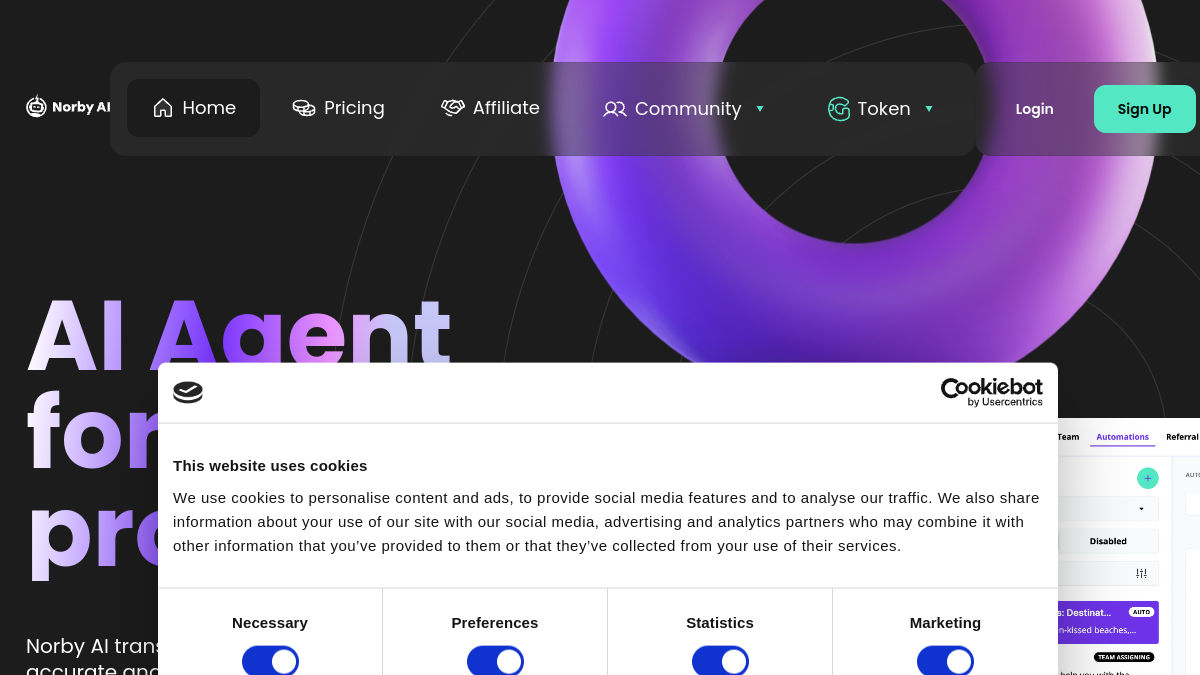 Screenshot of norby ai