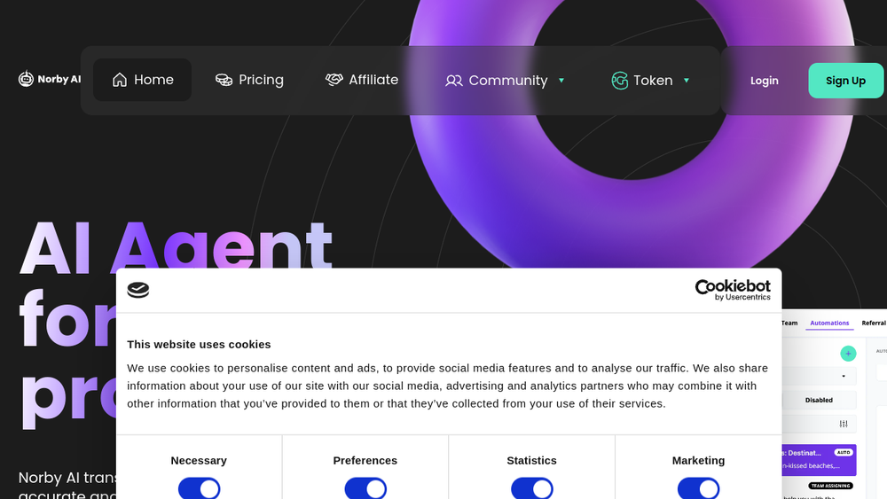 Screenshot of norby ai