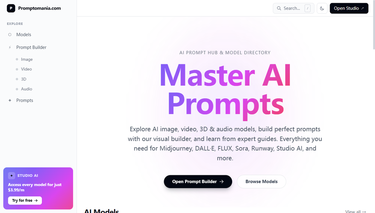 Screenshot of promptomania