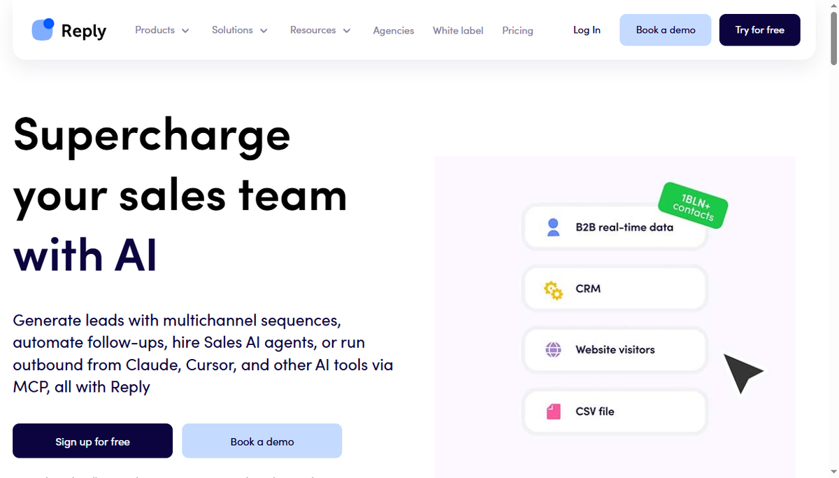 Screenshot of reply io
