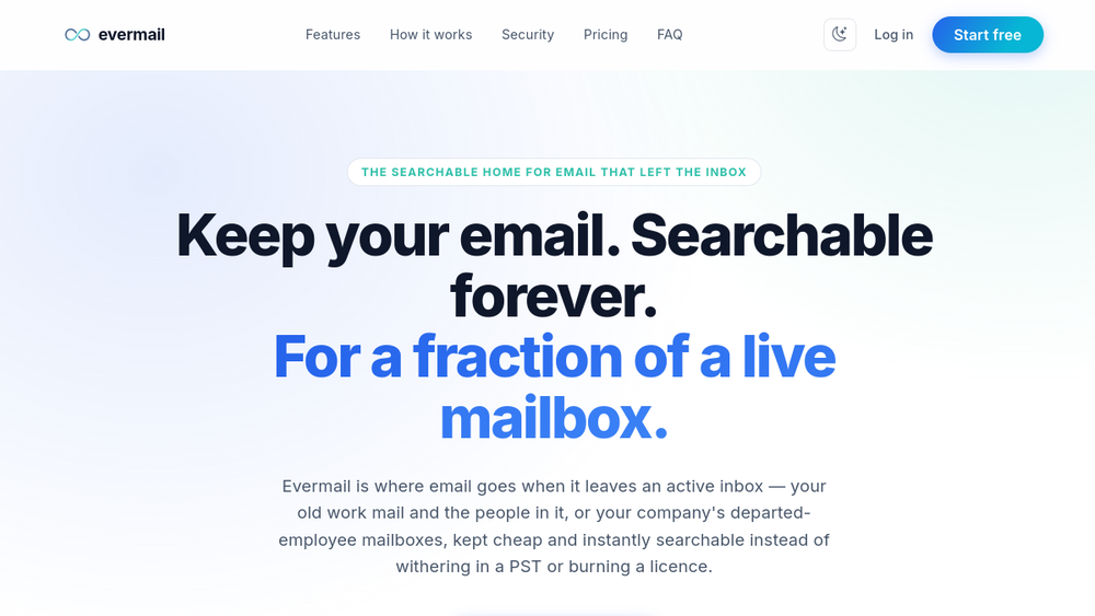Screenshot of evermail ai