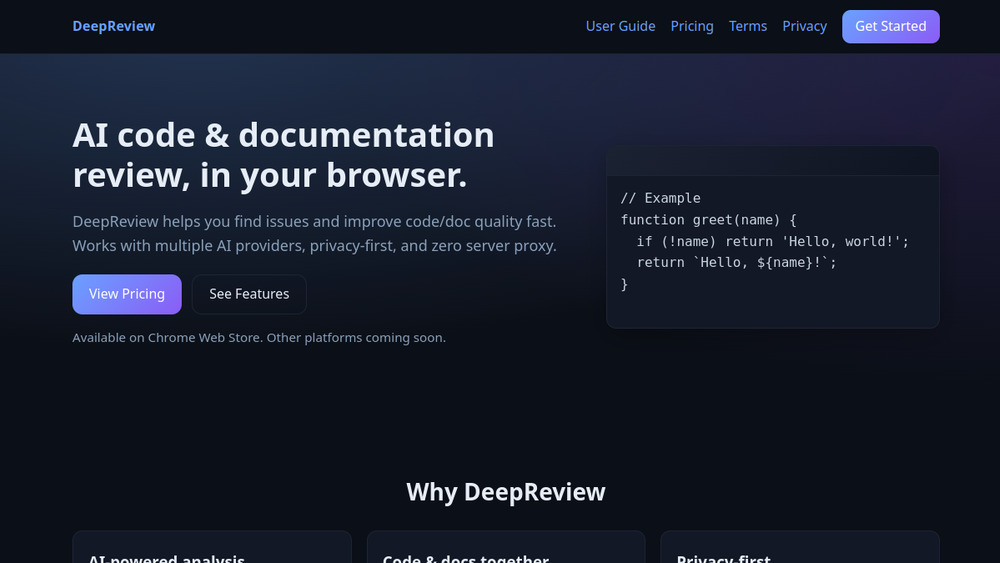 Screenshot of deepreview