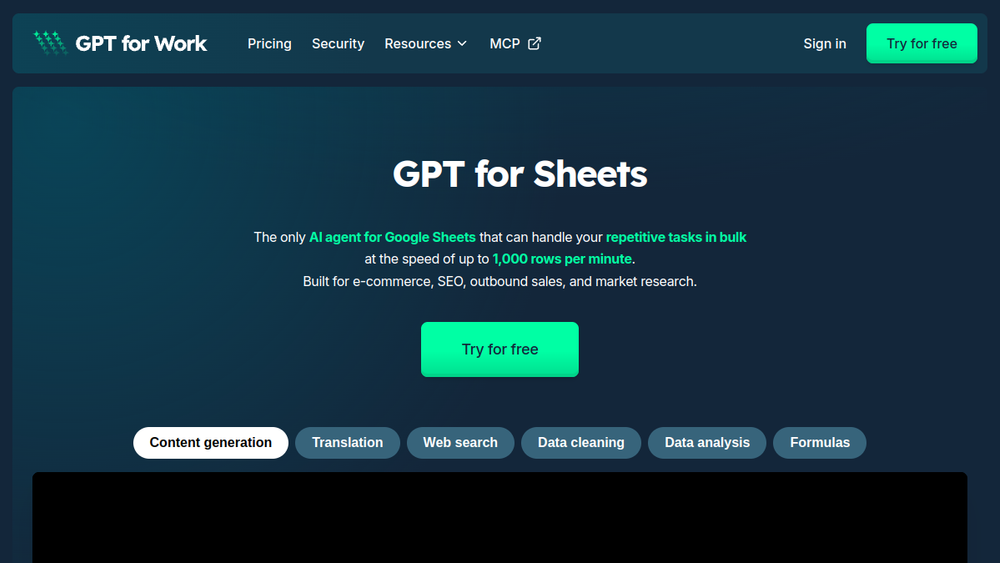 Screenshot of gpt for sheets