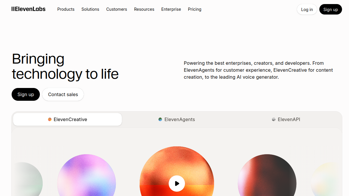 Screenshot of eleven labs