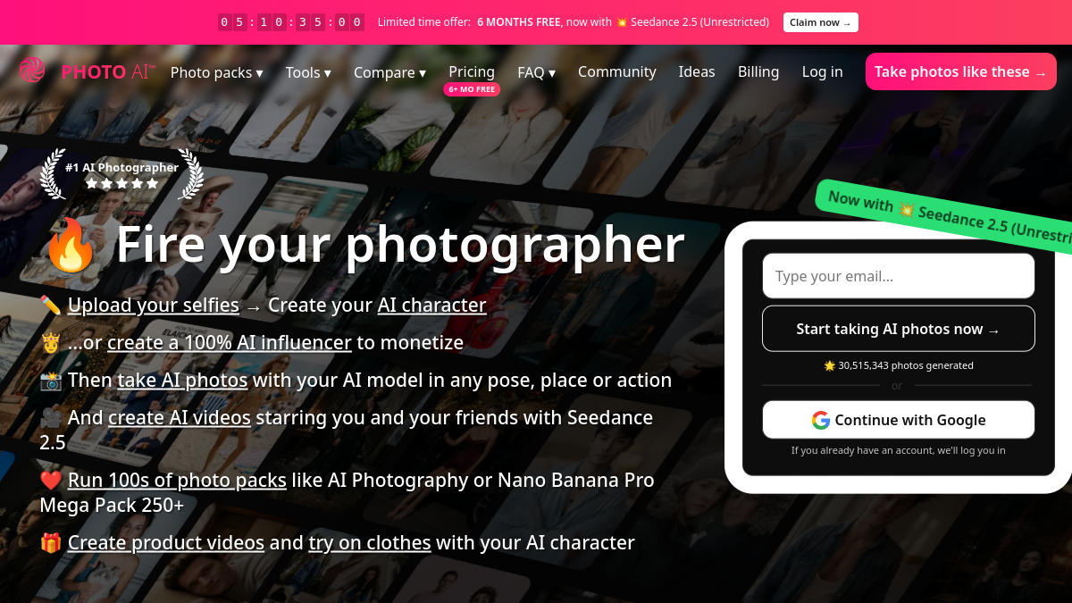Screenshot of photo ai
