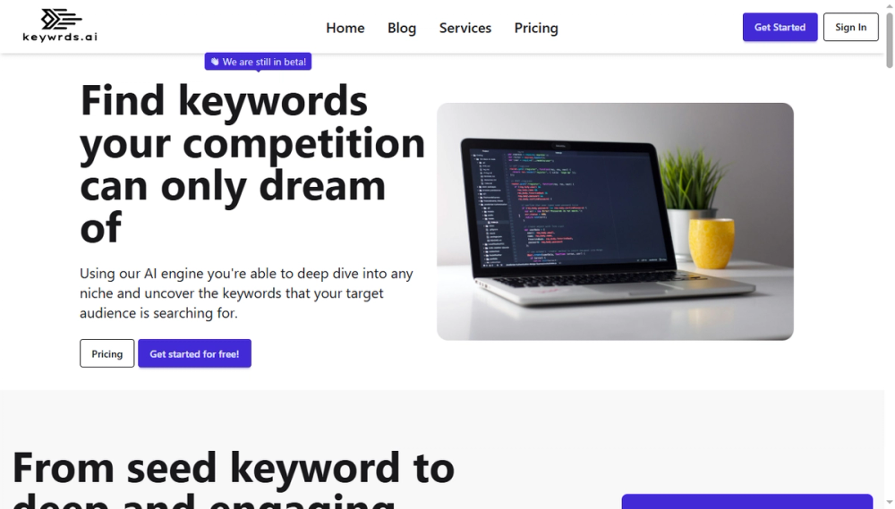 Screenshot of keywrds ai