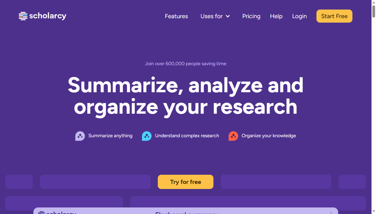 Screenshot of scholarcy