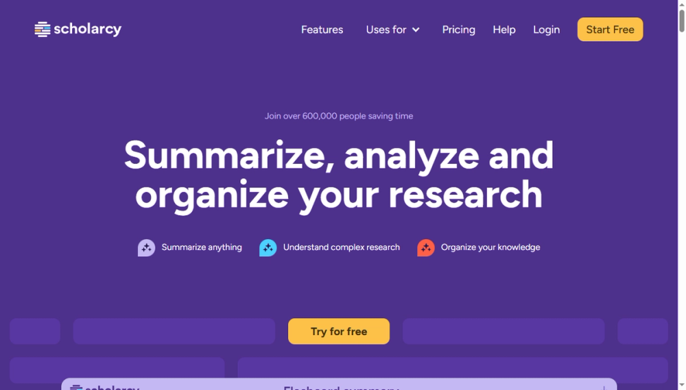 Screenshot of scholarcy
