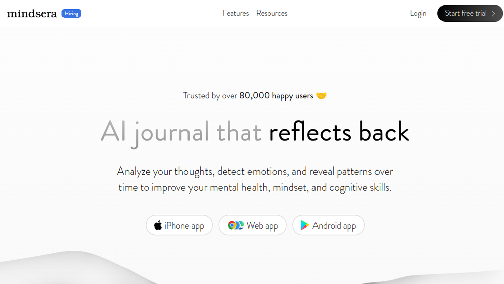 Screenshot of mindsera