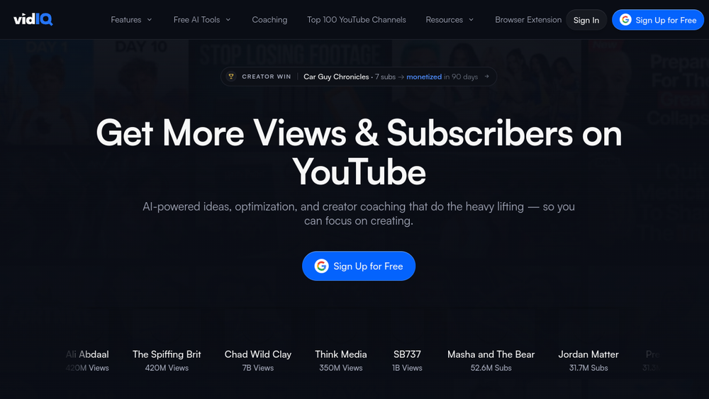 Screenshot of vidiq