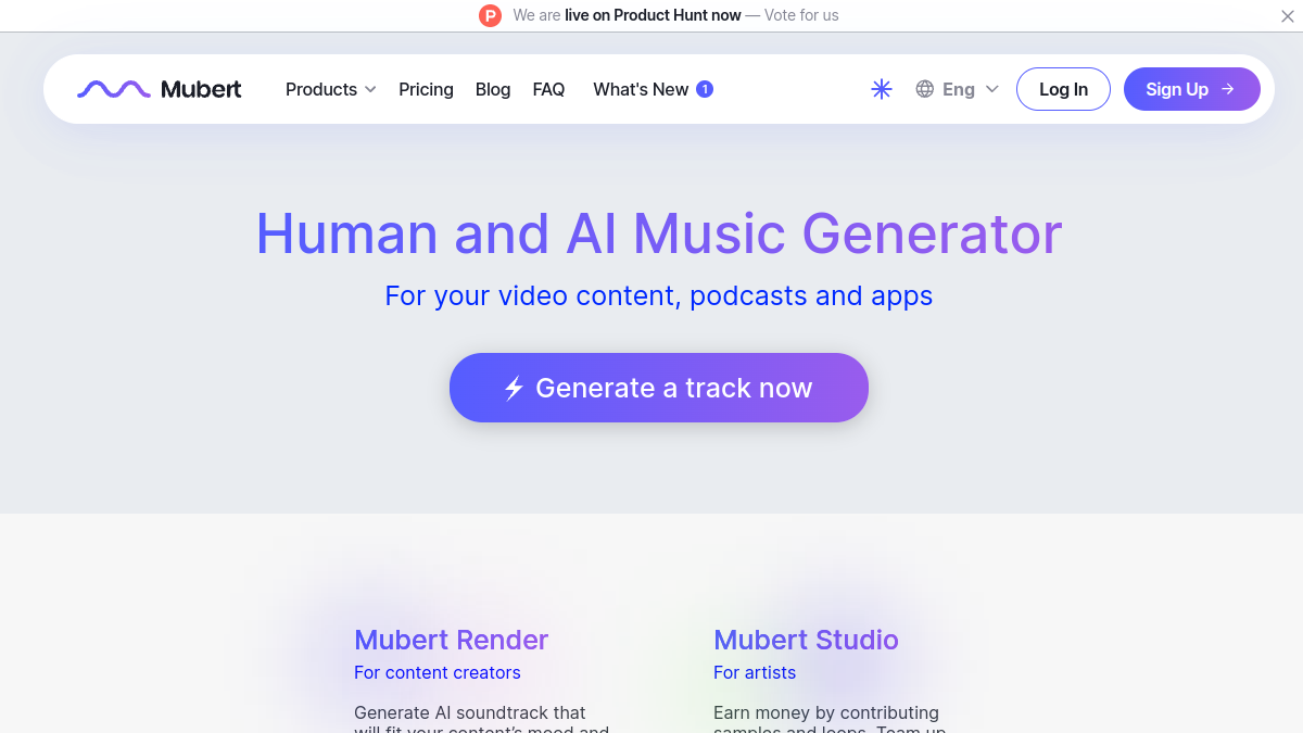 Screenshot of mubert