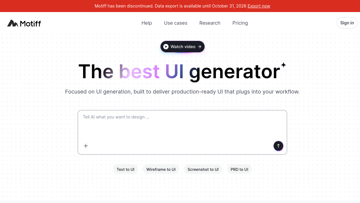Screenshot of motiff