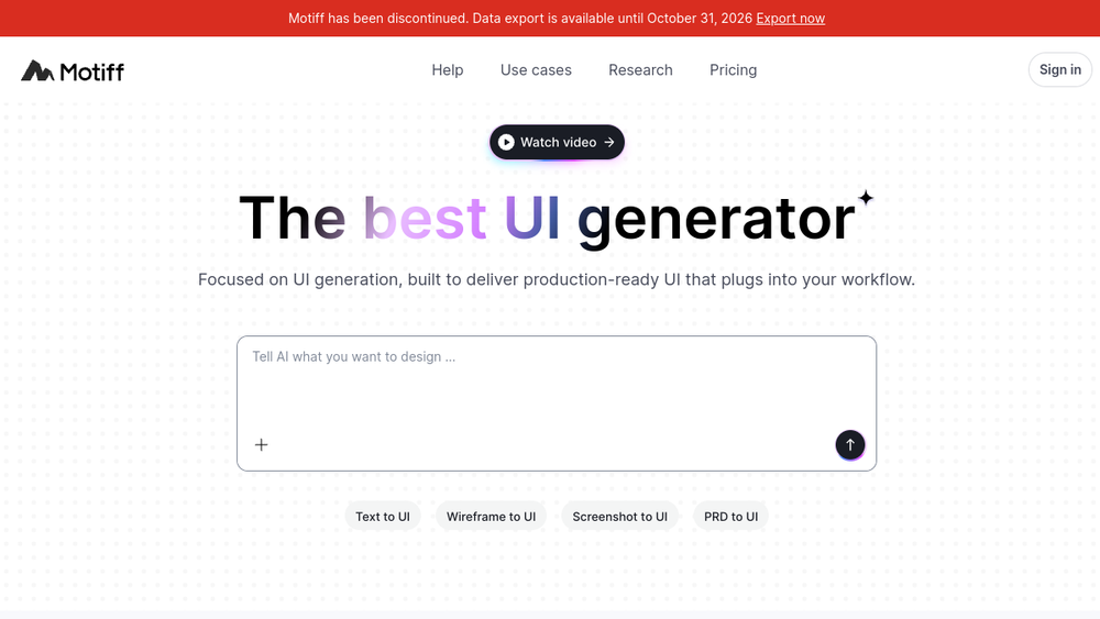 Screenshot of motiff