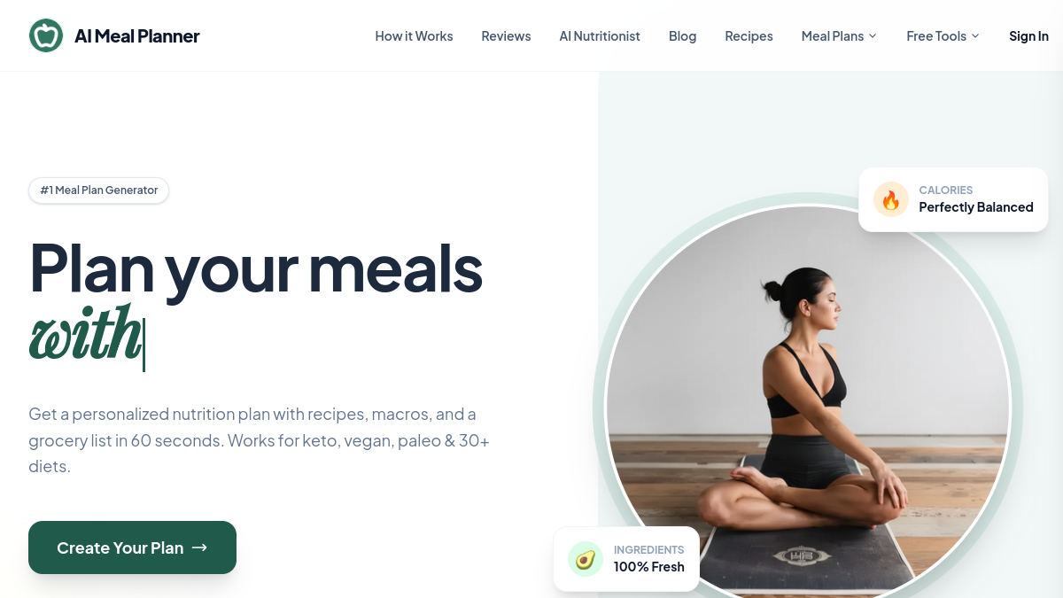 Screenshot of ai meal planner