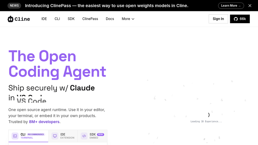 Screenshot of cline