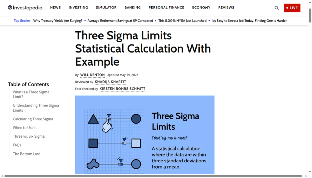 Screenshot of three sigma