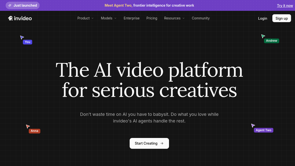 Screenshot of invideo