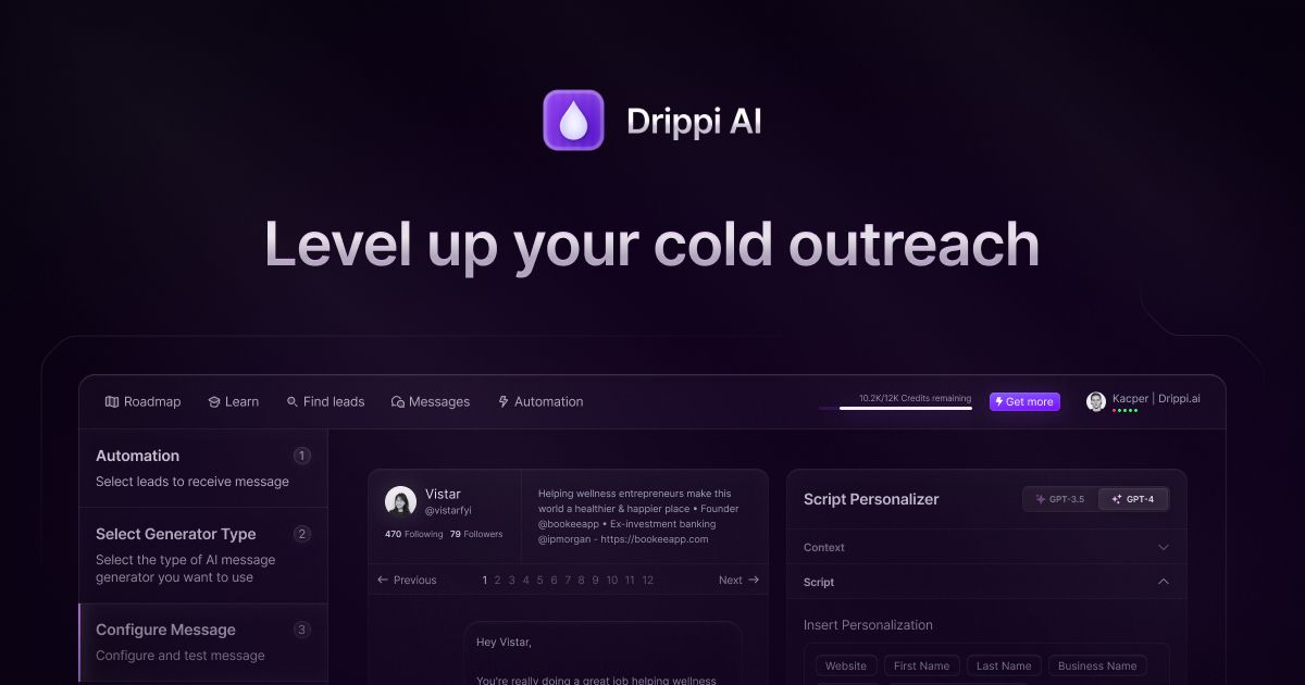 Screenshot of drippi ai