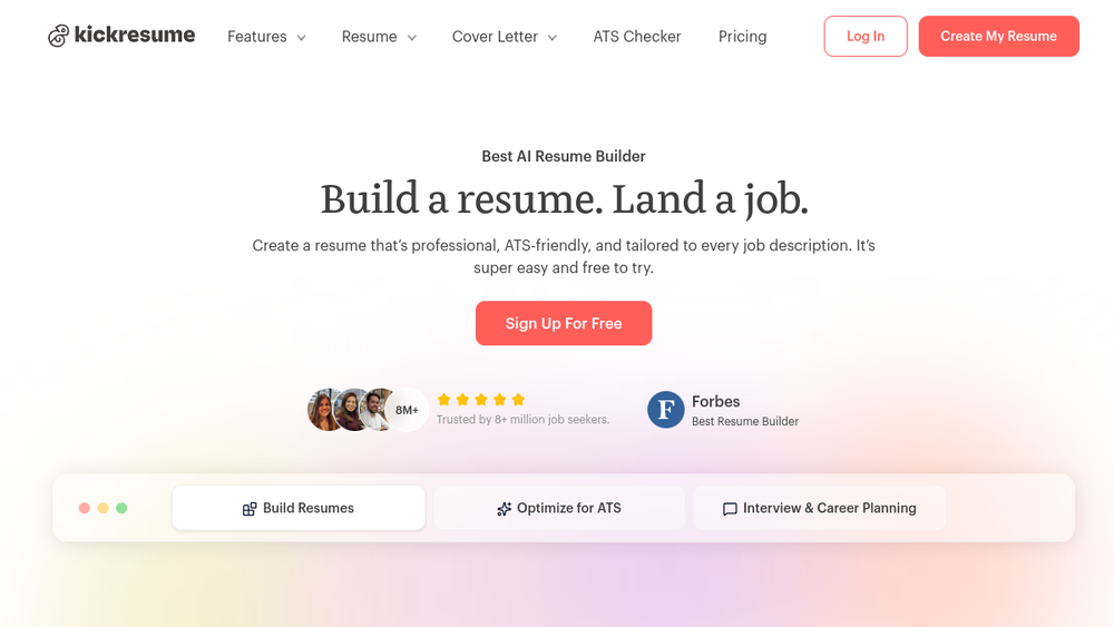 Screenshot of kickresume