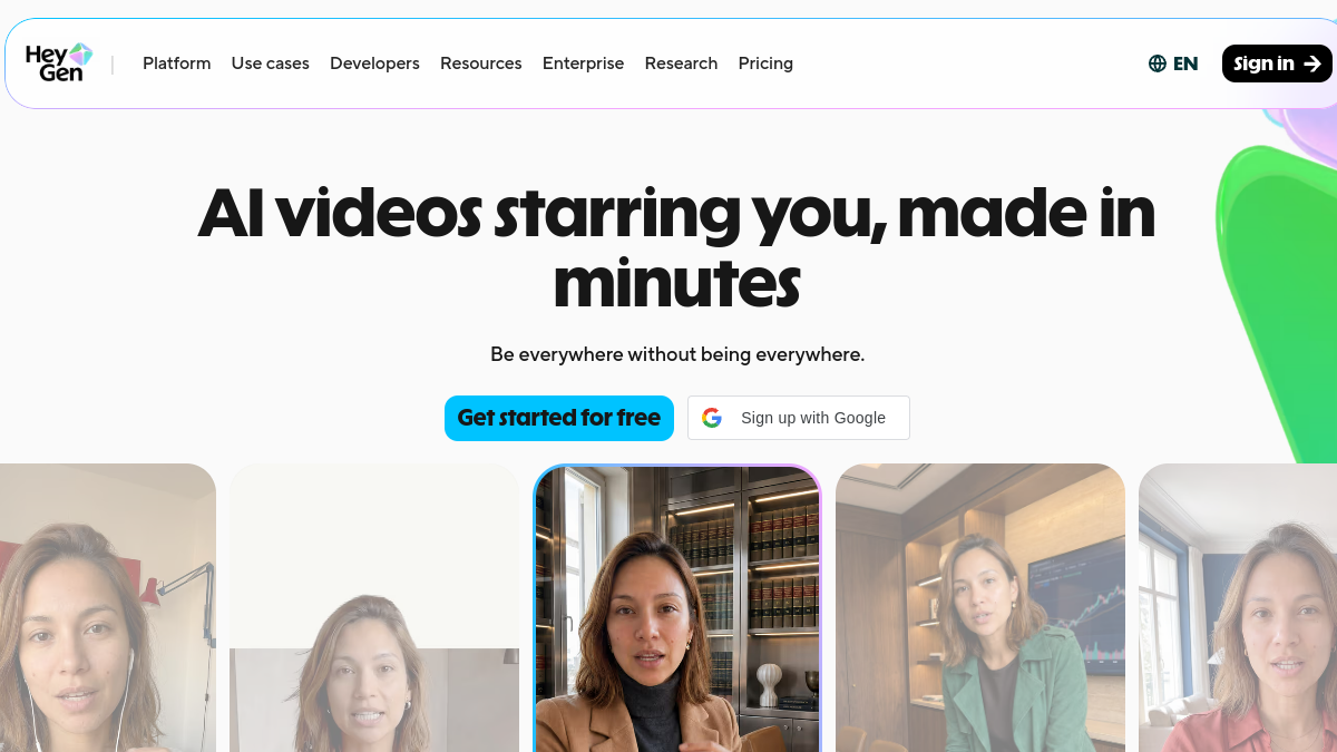 Screenshot of heygen