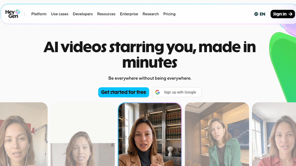 Screenshot of heygen