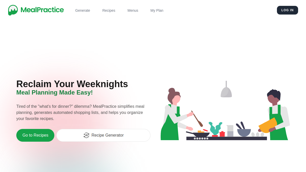 Screenshot of mealpractice