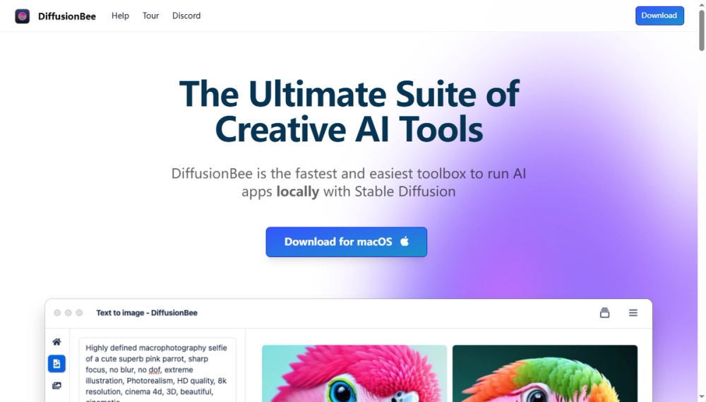 Screenshot of diffusionbee