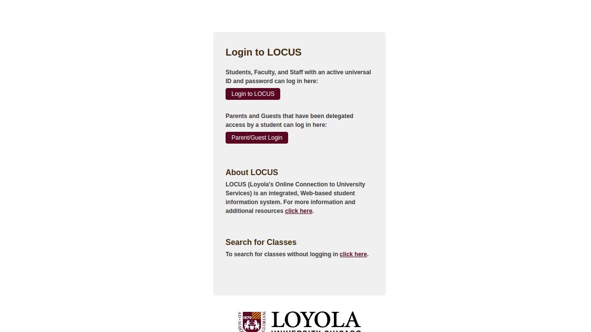 Screenshot of locus