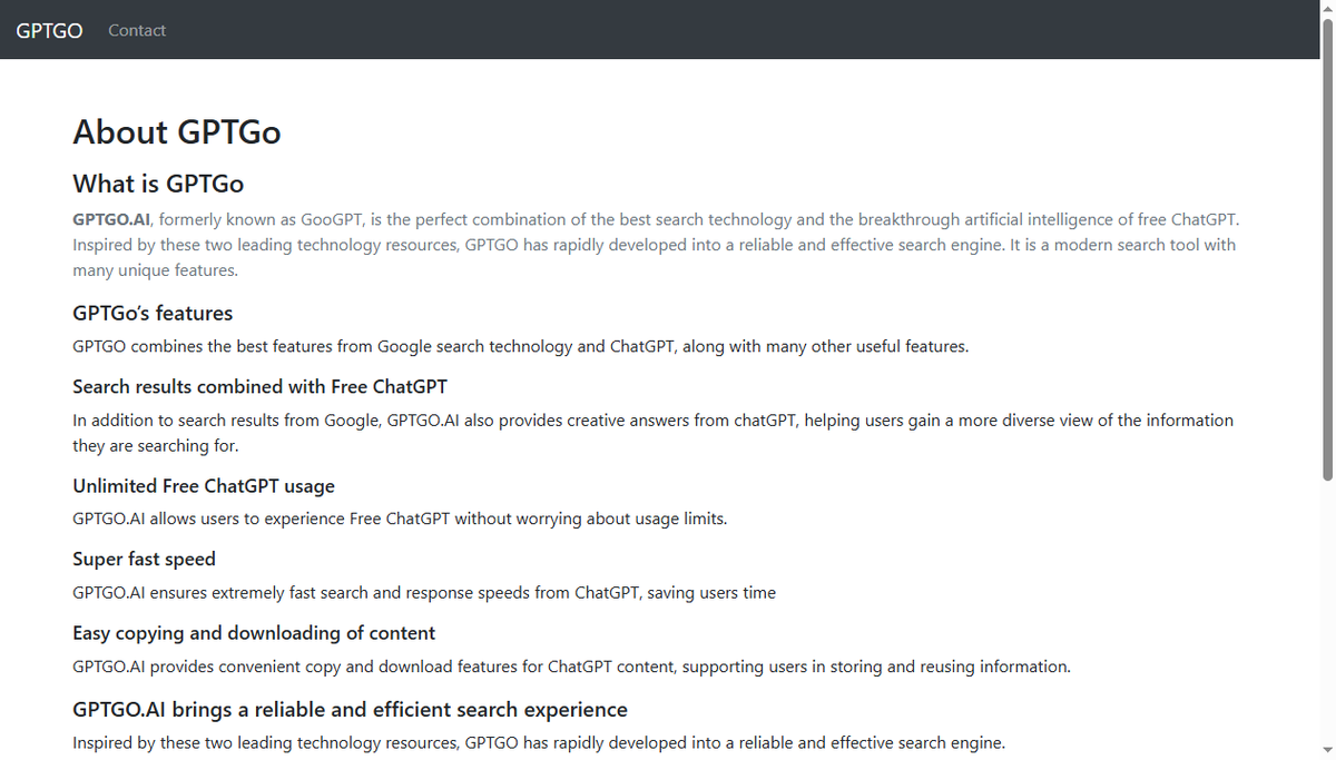 Screenshot of gptgo