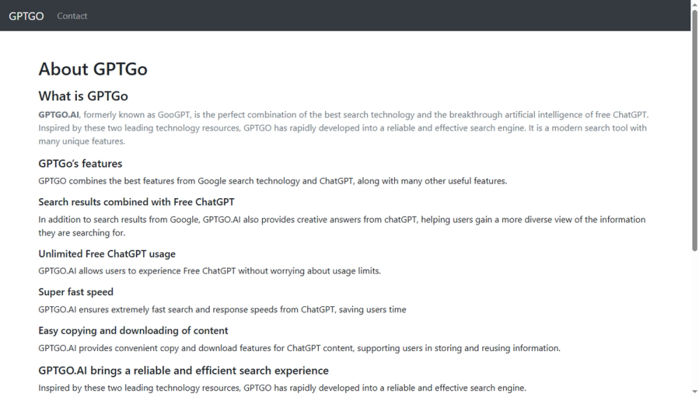 Screenshot of gptgo