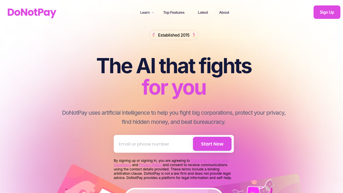 Screenshot of donotpay