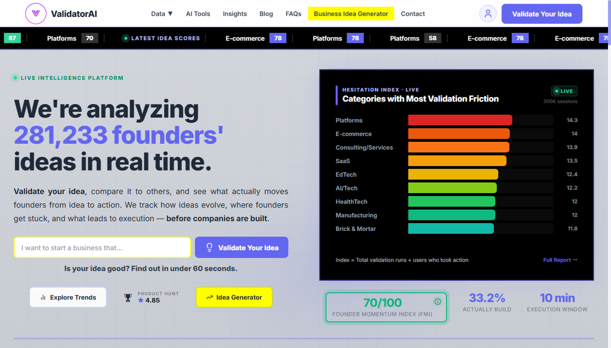Screenshot of validator ai