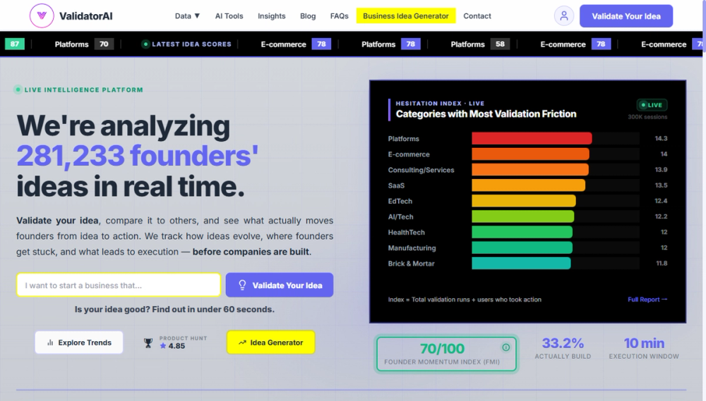 Screenshot of validator ai